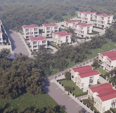 Doğa içerisinde bahçeli lüks çelik yapı villalar