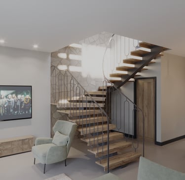 İkonya Dolungaz villalarında ferah giriş alanı ve iç mimari detaylar