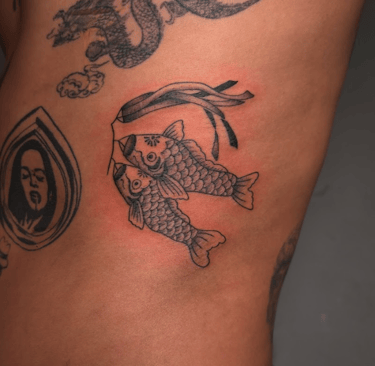 japanese neo traditional fish flag festival tattoo