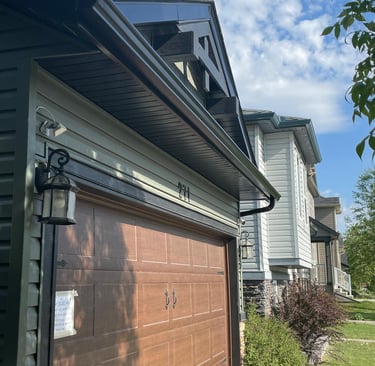 Close-up of seamless aluminum gutter system.