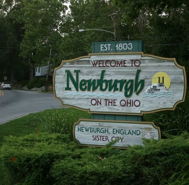 Newburgh on the Ohio welcome sign