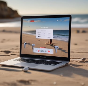 A photograph of a laptop displaying a website that features a product named 'artisan tumbler'. The website has images of a person holding a green tumbler and another image of a person drinking from the tumbler. The laptop brand is MacBook Air.