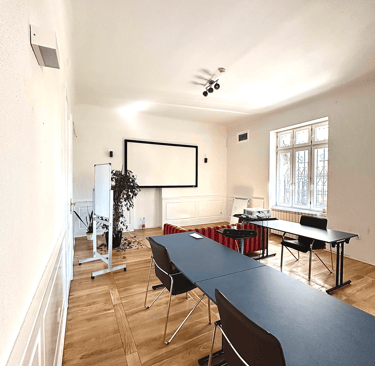 coworking space with big projector