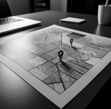 a map of a city with a pin pinpoint 