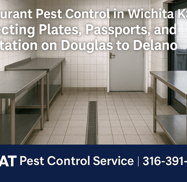 Treat Pest Control Service—Wichita restaurant back-of-house with clean drains, sealed door sweep, and discreet pest control p