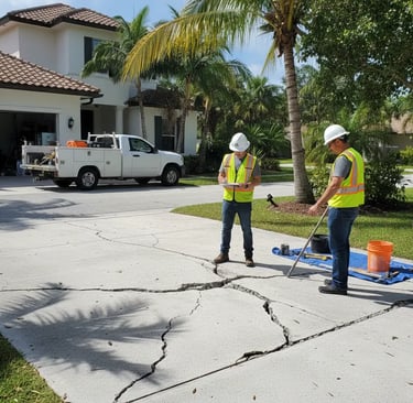 Concrete driveway repair in Plantation, Florida