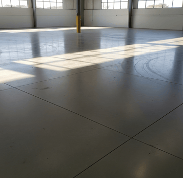 Empty warehouse with concrete flooring
