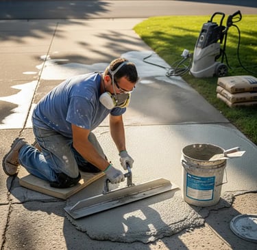 a man doing a concrete resurfacing service