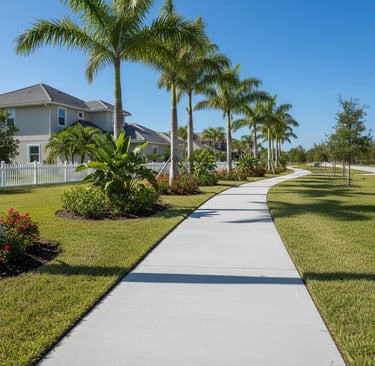 New concrete sidewalk installation in Plantation, FL
