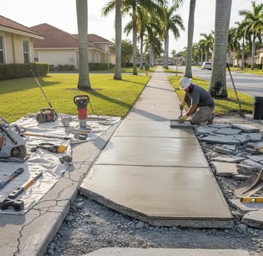 Concrete sidewalk repair in Plantation, Florida