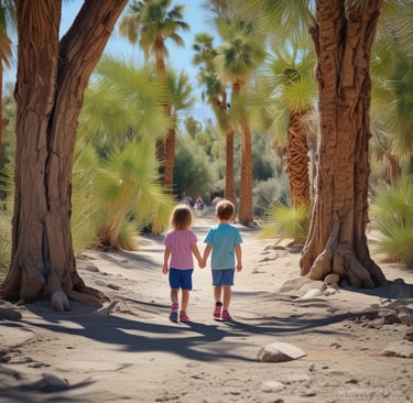 Children playing in a serene lake surrounded by trees.