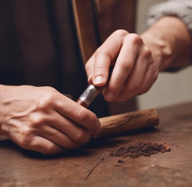 a person holding a piece of wood