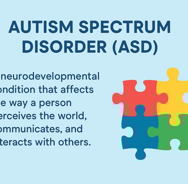 Autism Spectrum Disorder (ASD) is a neurodevelopmental condition that affects how a person perceives