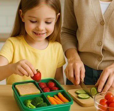 Exemplo de Lancheira Saudável com frutas e sanduíche natural