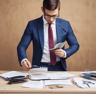 A group of men in suits gather in a room with wooden chairs and bookshelves. The room features a high ceiling with hanging lights and a brick fireplace at the far end. Some men are seated, while others stand around the perimeter, engaging with one another.