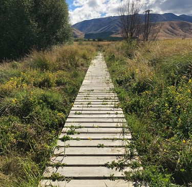 Boardwalk path symbolizing hypnotherapy journey forward
