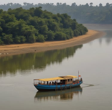 A yacht sailing near Saint Martin Island with crystal-clear waters.