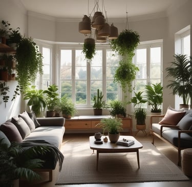 A serene living space with plants