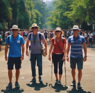 A happy family enjoying a taxi ride during their vacation.