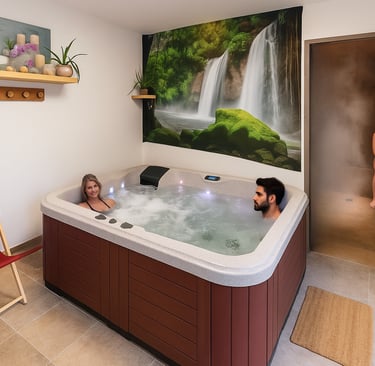 Spa privatif avec bain à remous et accès hammam chez Energy Terre Happy à Lherm