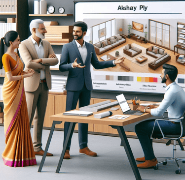 Akshay Ply's employees helping client in material selection