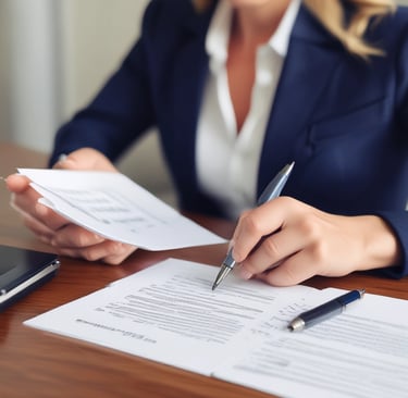 woman with pen writing on paper for apostille
