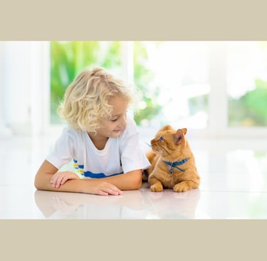Child and cat