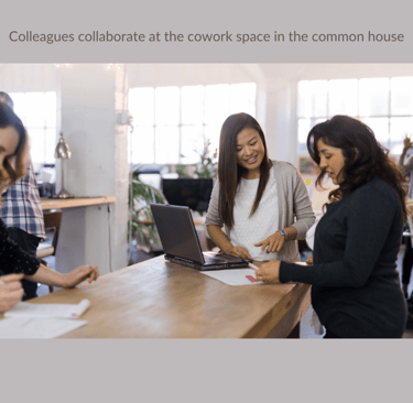 Working together in the common work space of the common house