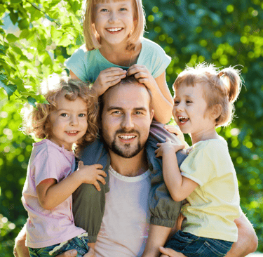 Girl dad with his three daughters