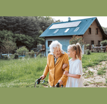Grandmother and young girl about 12 years old