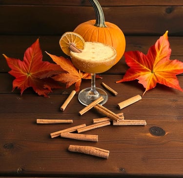 Pumpkin Spice Bourbon Flip, fall cocktail for St Louis events by Bender Mixology. 