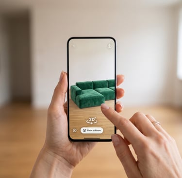 Cliente usando WebAR para visualizar productos en casa antes de comprar - Catapulta Producciones