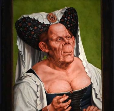Vieille femme grotesque peinte par Quentin Metsys vers 1513