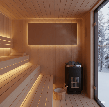 a wooden sauna