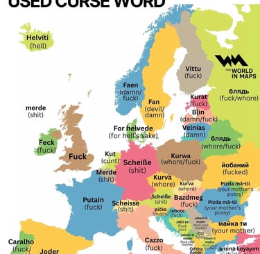 a map of the most commonly used swear words in europe