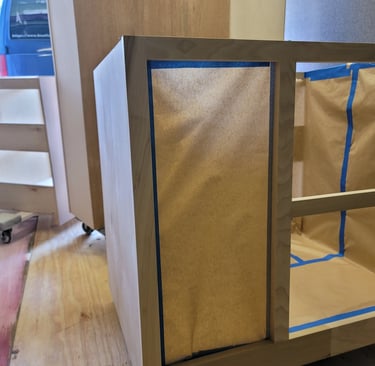 American Painting Specialist Fort Wayne, Indiana. Kitchen Cabinet base units in primer.