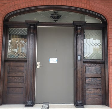 American Painting Specialist Fort Wayne, Indiana Entrance wood trims, renewed!