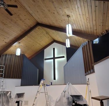 American Painting Specialist Fort Wayne, Indiana Church Repainting in-progress!