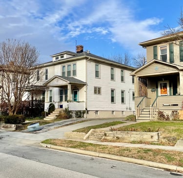 duplex houses on a quiet Catonsville Maryland street