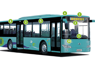 bus con indicadores de camaras de seguridad