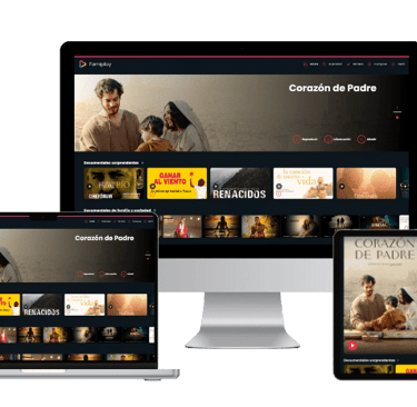 notebook monitor y smaprtphone con catalogo de peliculas