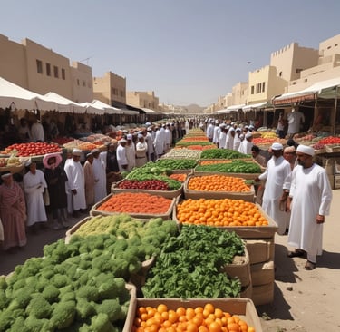 Several people are engaged in agricultural work, gathering and processing crops on a field. The setting is outdoors with grassy and hilly terrain in the background. There are bundles of harvested plants, sacks possibly filled with grains, and plastic bottles on the ground.