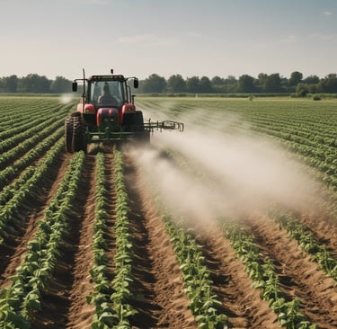 Multiple hands are holding various gardening and plant care products such as soil bags, plant nutrients, a spray bottle, and small bottles with liquids against a plain background with a yellow shopping bag.