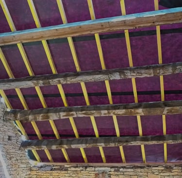 Toiture rénovée avec panne et chevron