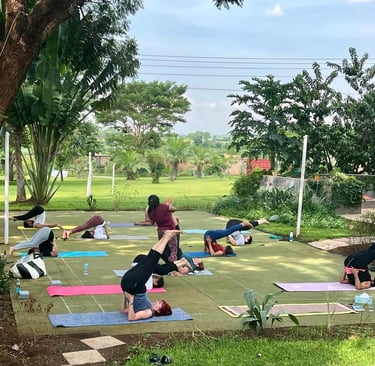 Ploug pose during yoga session and correction of posture