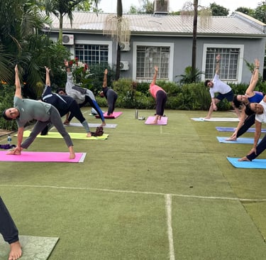 Side twisting session for body and mind coordination and flexibility