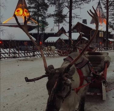 Reno en Finlandia en el pueblo de Santa Claus