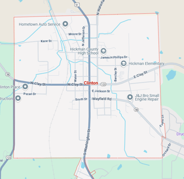 Map of the city of Clinton Kentucky