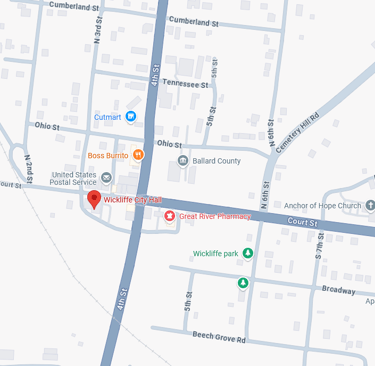 Map of the City of Wickliffe KY