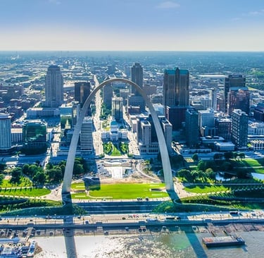 The City of St. Louis, MO and the arch